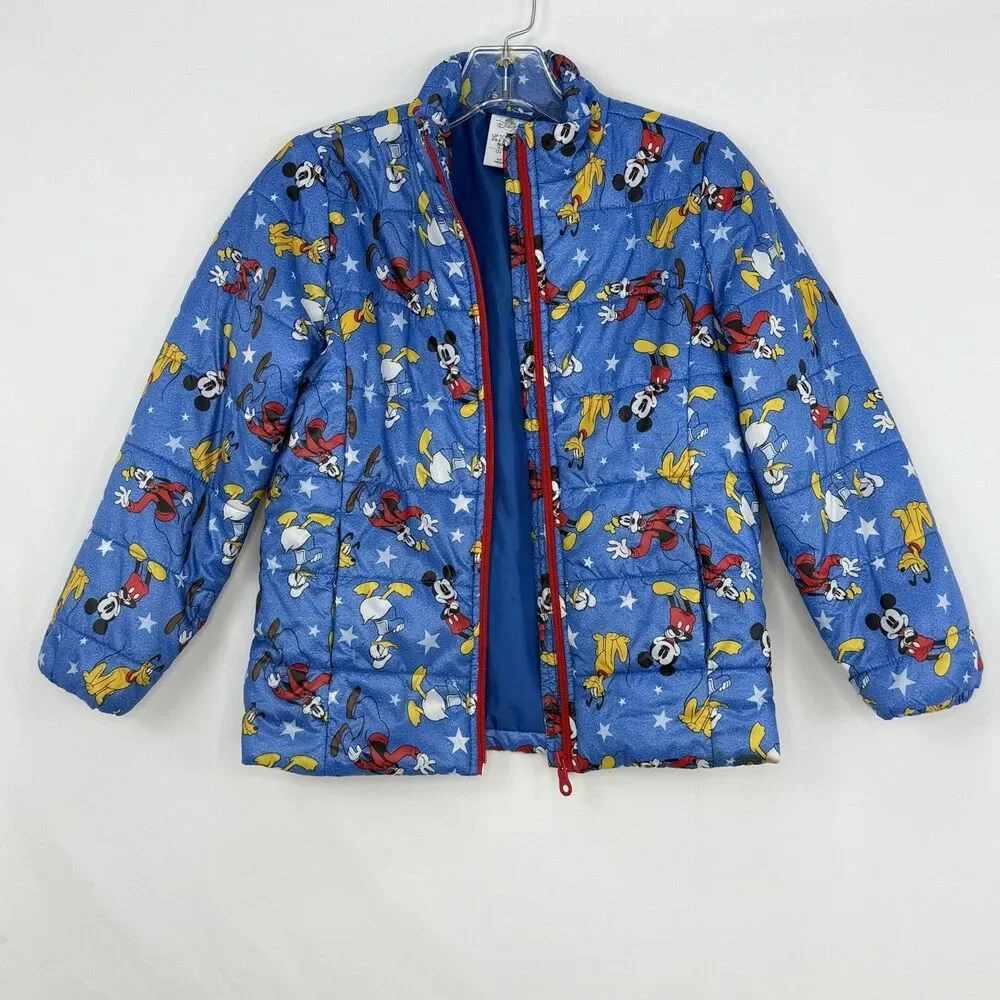 DISNEY Store Mickey Mouse Blue LightWeight Puffy Puffer Jacket Size 7/8